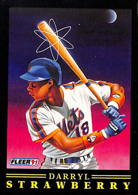 FIINR Baseball Card 1991 Fleer Nuclear Powered Darryl Strawberry Baseball Card #12 - Mint Condition