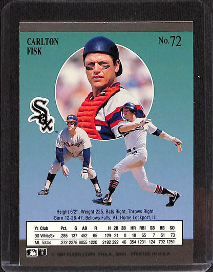 FIINR Baseball Card 1991 Fleer Ultra Carlton Fisk Vintage MLB Baseball Card #72 - Mint Condition