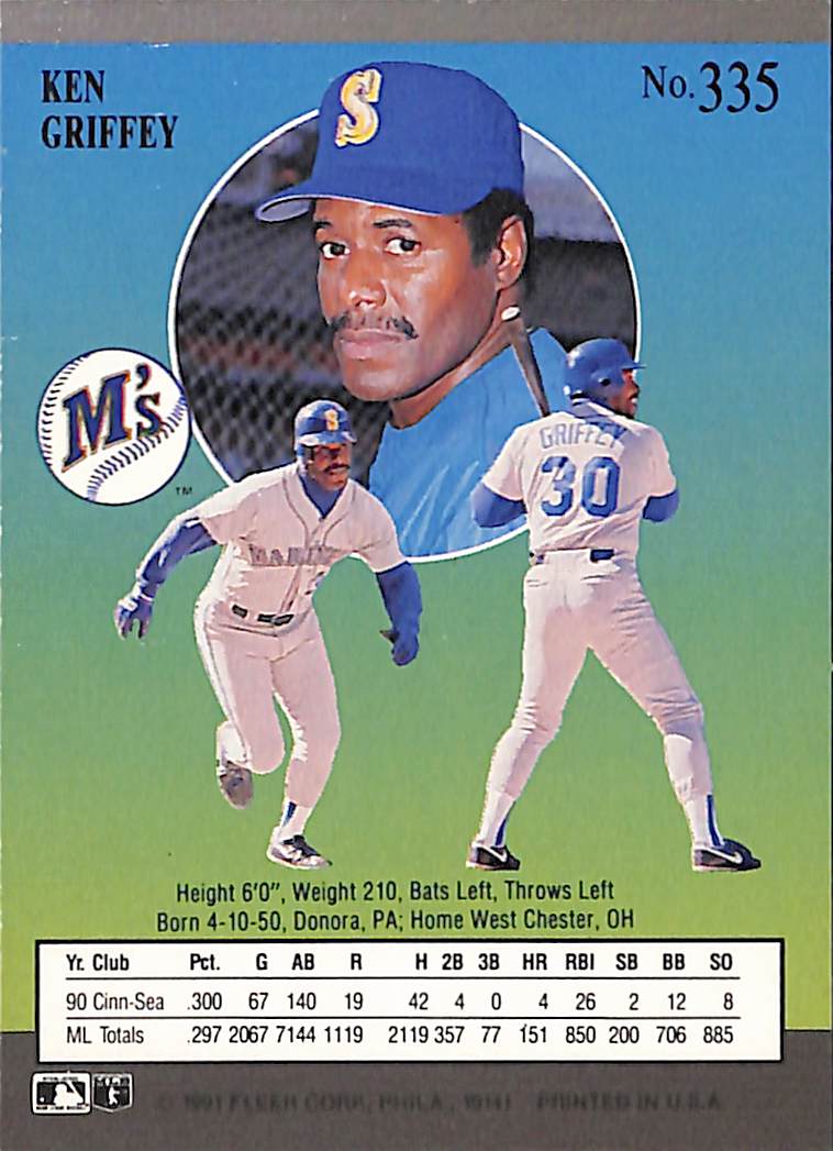 FIINR Baseball Card 1991 Fleer Ultra Ken Griffey Sr. Baseball Card #335 - Mint Condition