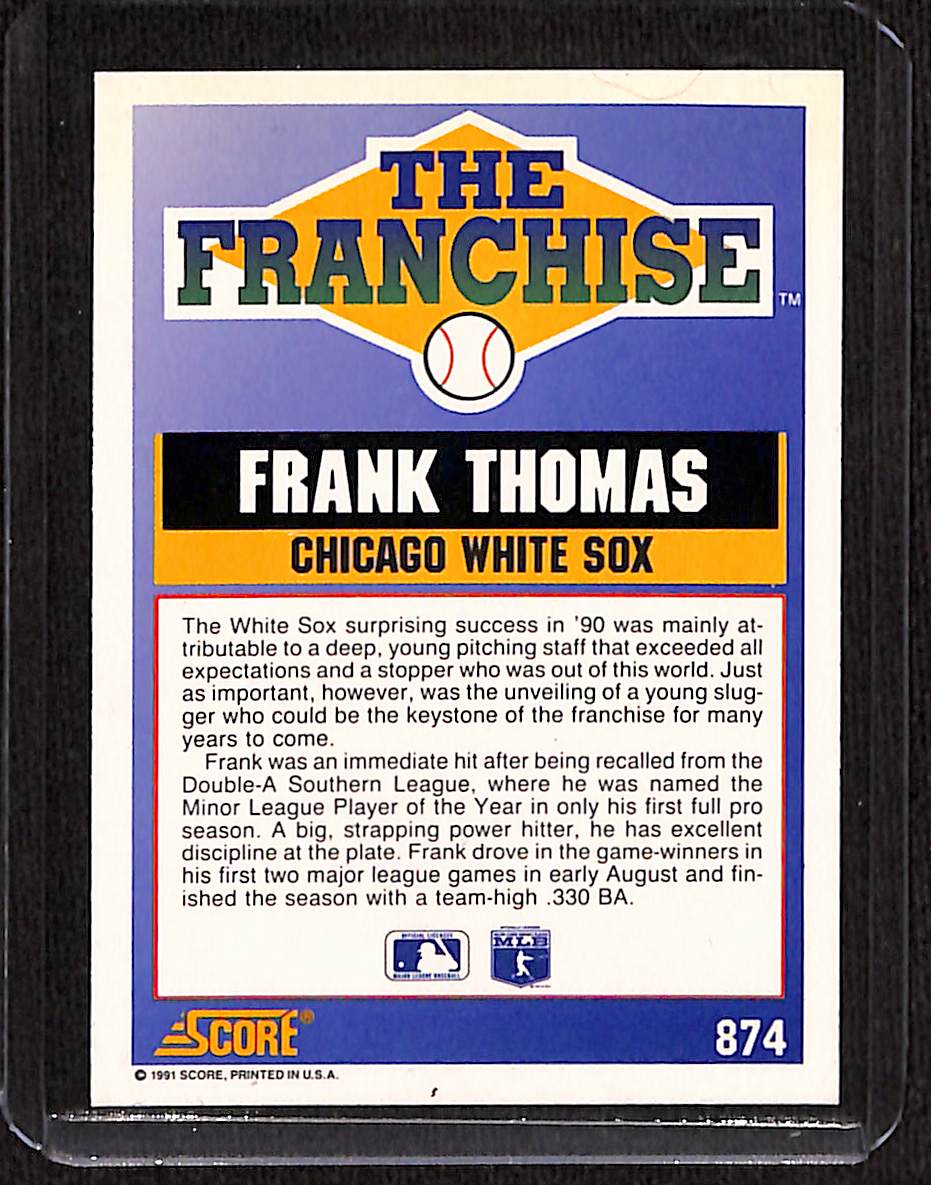 FIINR Baseball Card 1991 Score Frank Thomas The Franchise MLB Baseball Card #874 - Mint Condition