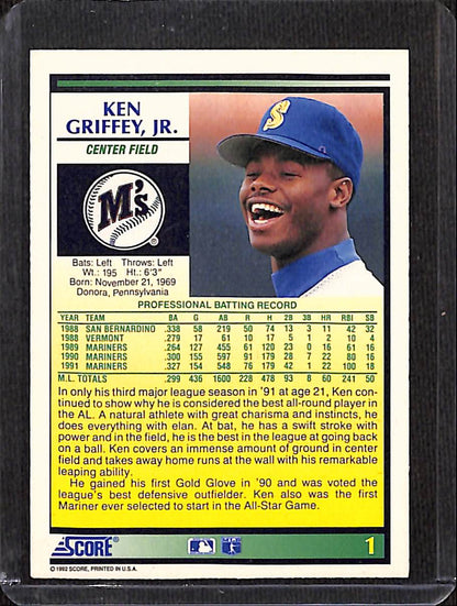 FIINR Baseball Card 1991 Score Ken Griffey Jr. MLB Baseball Card #1 - Mint Condition