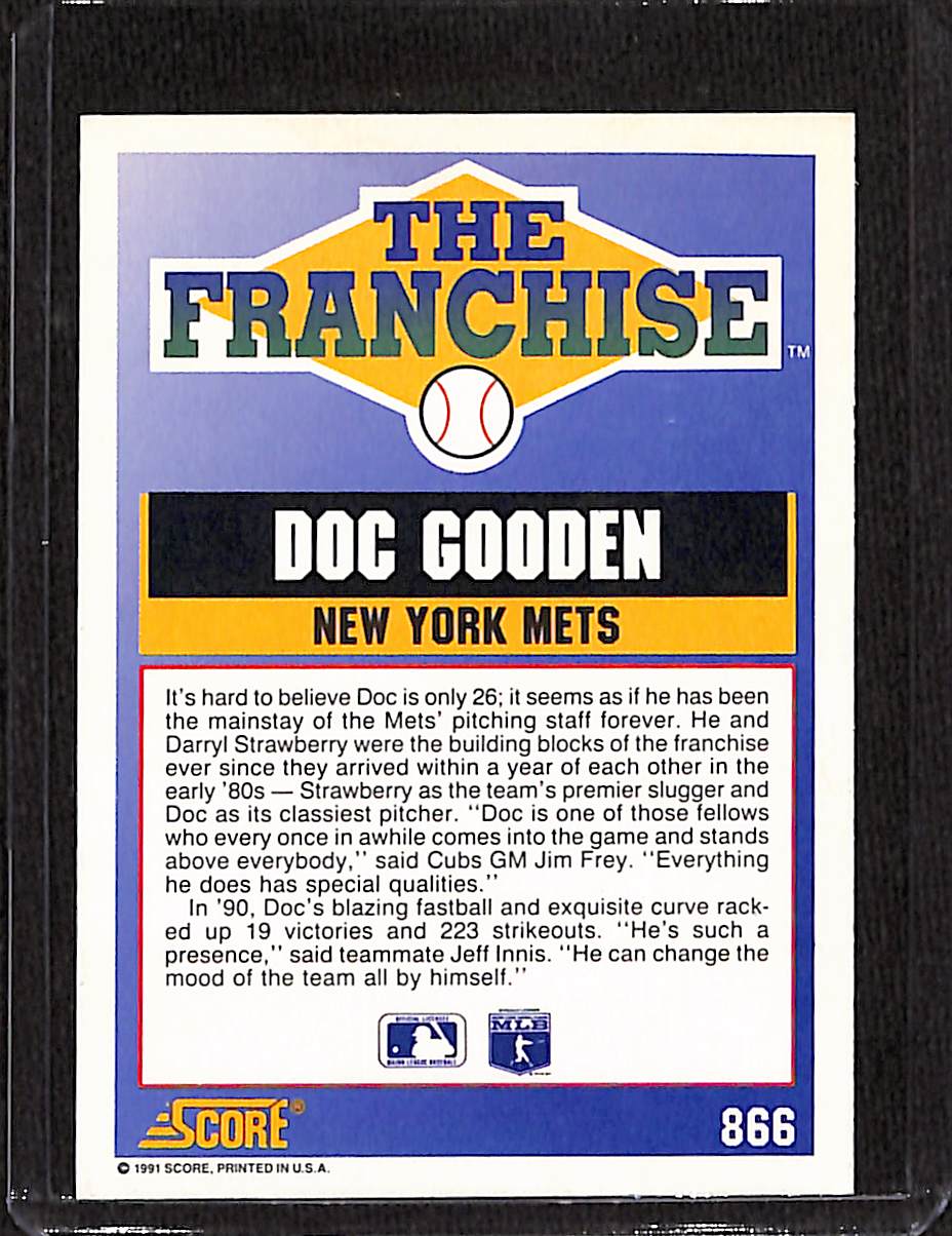 FIINR Baseball Card 1991 Score The Franchise Dwight "Doc" Gooden Baseball Card #866- Mint Condition