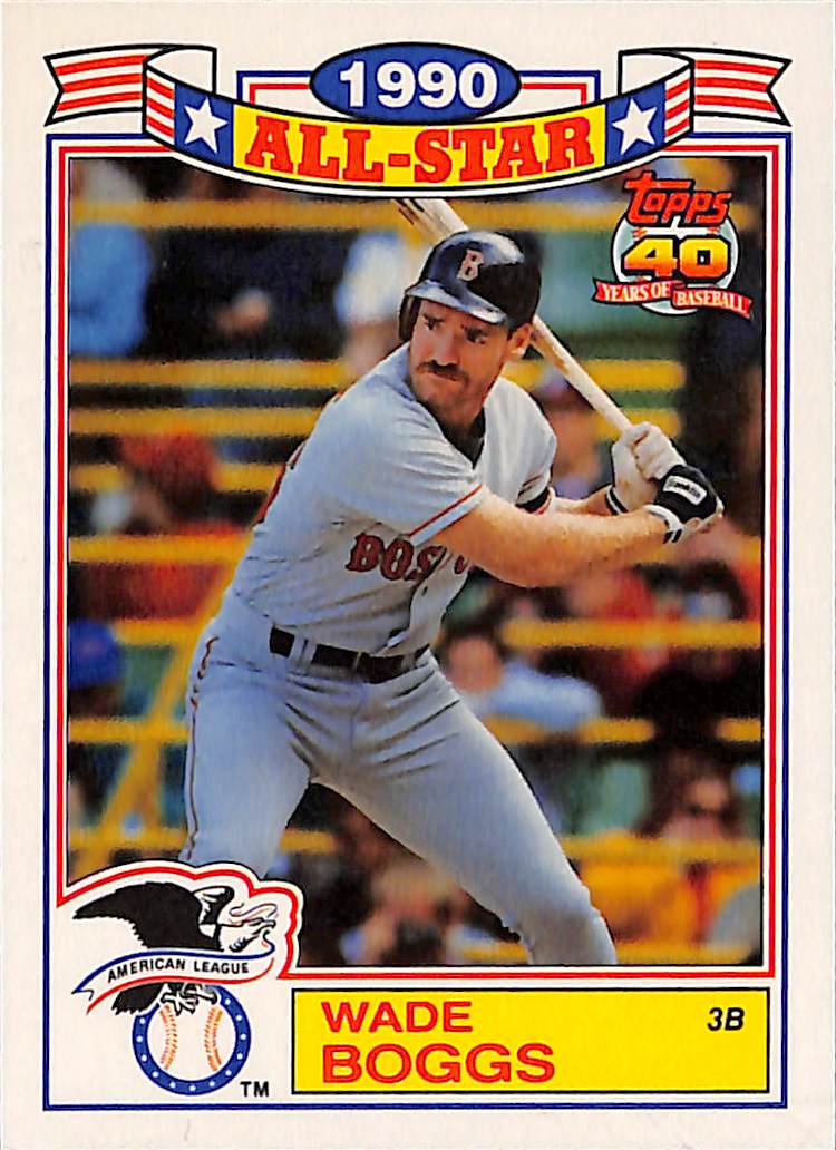 FIINR Baseball Card 1991 Topps 40 Years All-Star Wade Boggs MLB Baseball Card #4 - Mint Condition