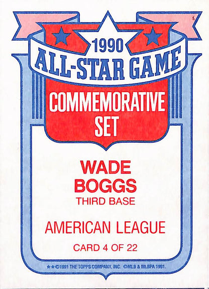 FIINR Baseball Card 1991 Topps 40 Years All-Star Wade Boggs MLB Baseball Card #4 - Mint Condition