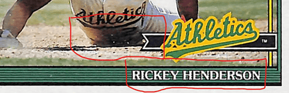 FIINR Baseball Card 1991 Topps 40 Years Base Rickey Henderson Error Baseball Card #670 - Error Card - Mint Condition
