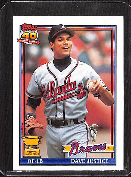 FIINR Baseball Card 1991 Topps 40 Years David Justice Rookie Baseball Card #329 - Rookie Card - Mint Condition
