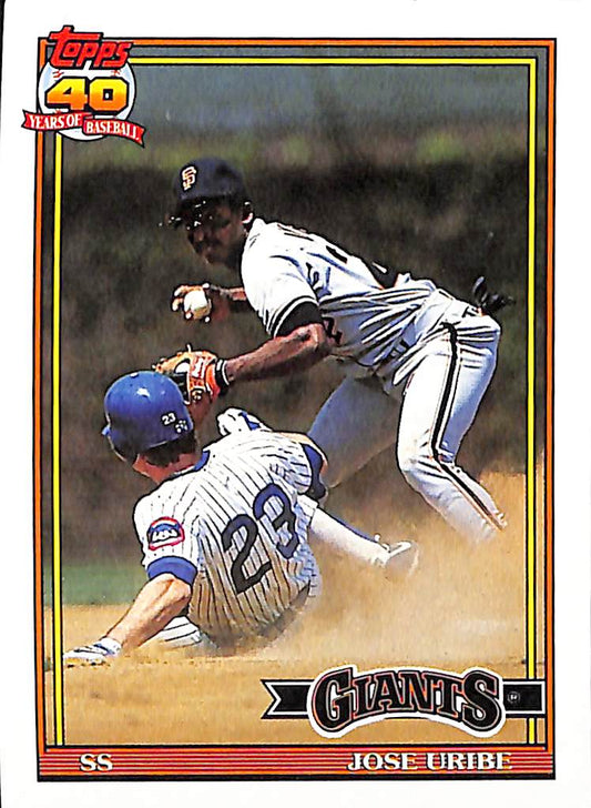 FIINR Baseball Card 1991 Topps 40 Years Jose Uribe MLB Baseball Card #158 - Mint Condition