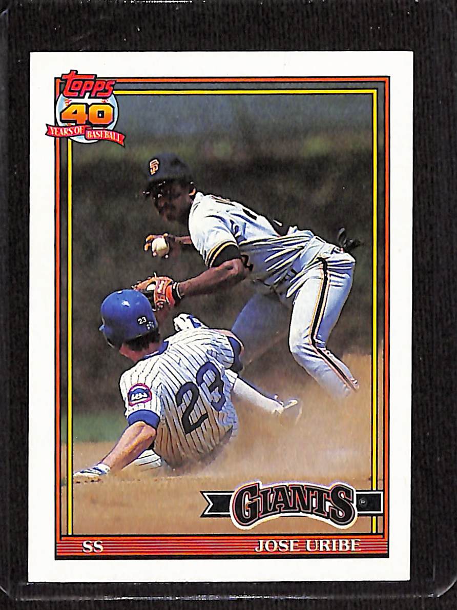 FIINR Baseball Card 1991 Topps 40 Years Jose Uribe MLB Baseball Card #158 - Mint Condition