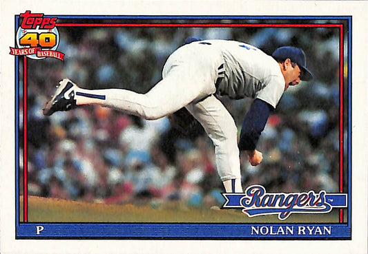 FIINR Baseball Card 1991 Topps 40 Years Nolan Ryan Baseball Card Rangers #1 - Mint Condition