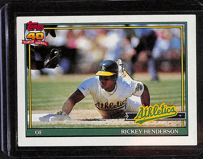 FIINR Baseball Card 1991 Topps 40 Years Rickey Henderson Baseball Card #670 - Mint Condition