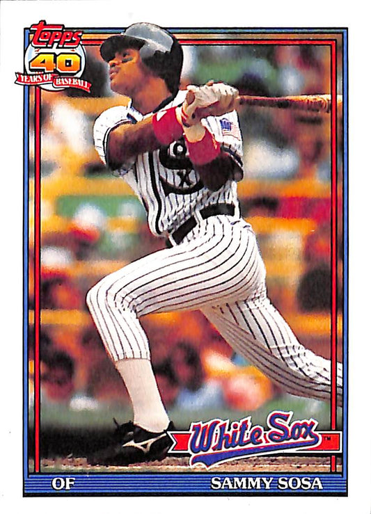 FIINR Baseball Card 1991 Topps 40 Years Sammy Sosa MLB Baseball Error Card #414 - Mint Condition