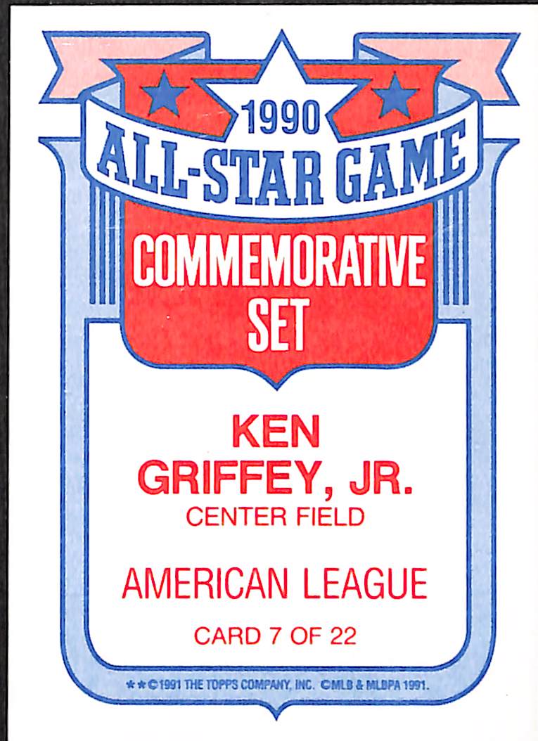 FIINR Baseball Card 1991 Topps All-Star Game Ken Griffey Jr. Baseball Card #7 - Mint Condition