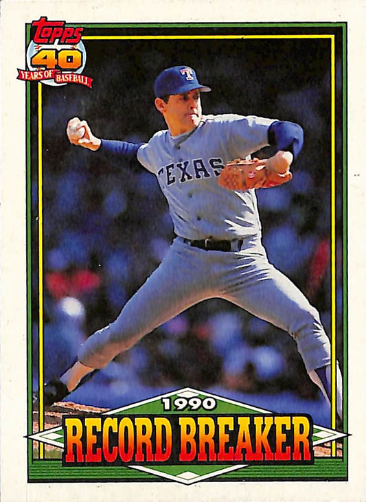 FIINR Baseball Card 1991 Topps Nolan Ryan Record Breaker Topps 40 Years Baseball Card #6 - Mint Condition