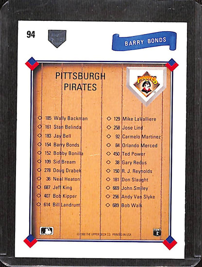 FIINR Baseball Card 1991 Upper Deck Barry Bonds Baseball Card #94 - Mint Condition