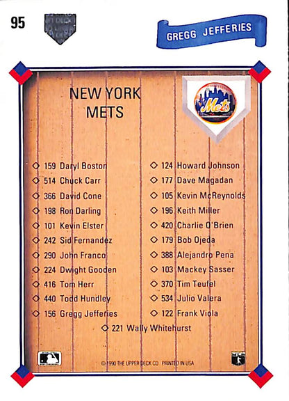 FIINR Baseball Card 1991 Upper Deck The Collectors Choice Gregg Jefferies MLB Baseball Card #95 - Mint Condition