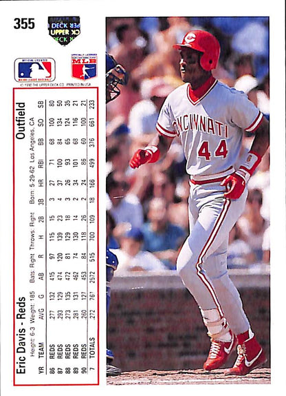 FIINR Baseball Card 1991 Upper Deck Topps Eric Davis Baseball Card #355 - Mint Condition