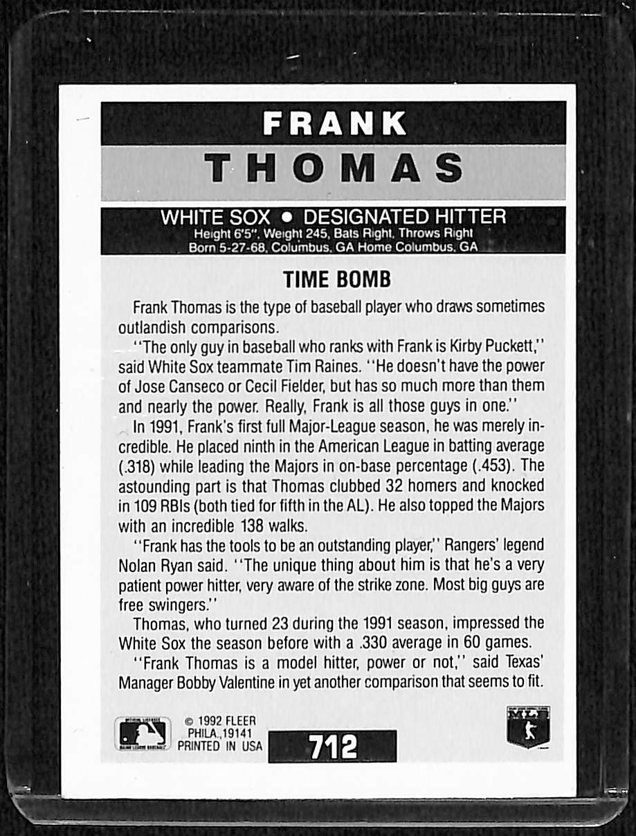 FIINR Baseball Card 1992 Fleer Frank Thomas Baseball Card #712 - Mint Condition