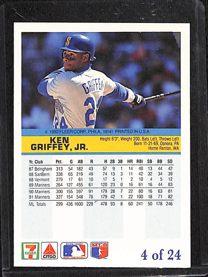 FIINR Baseball Card 1992 Fleer Ken Griffey Jr. MLB Baseball Card #4 - Mint Condition - The Performer Collection