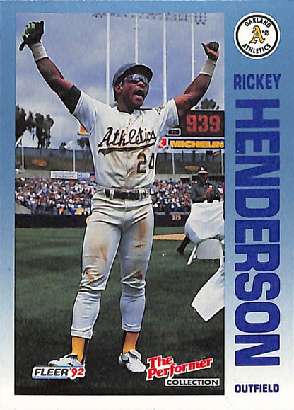FIINR Baseball Card 1992 Fleer Rickey Henderson Baseball Card #17 - Mint Condition