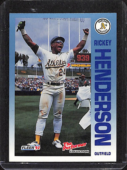 FIINR Baseball Card 1992 Fleer Rickey Henderson Baseball Card #17 - Mint Condition