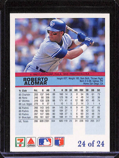 FIINR Baseball Card 1992 Fleer Roberto Alomar MLB Baseball Card #24 - Mint Condition