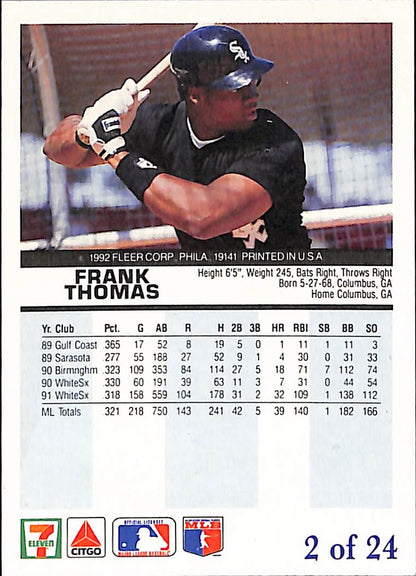 FIINR Baseball Card 1992 Fleer The Performer Frank Thomas Baseball Card #2 - Mint Condition