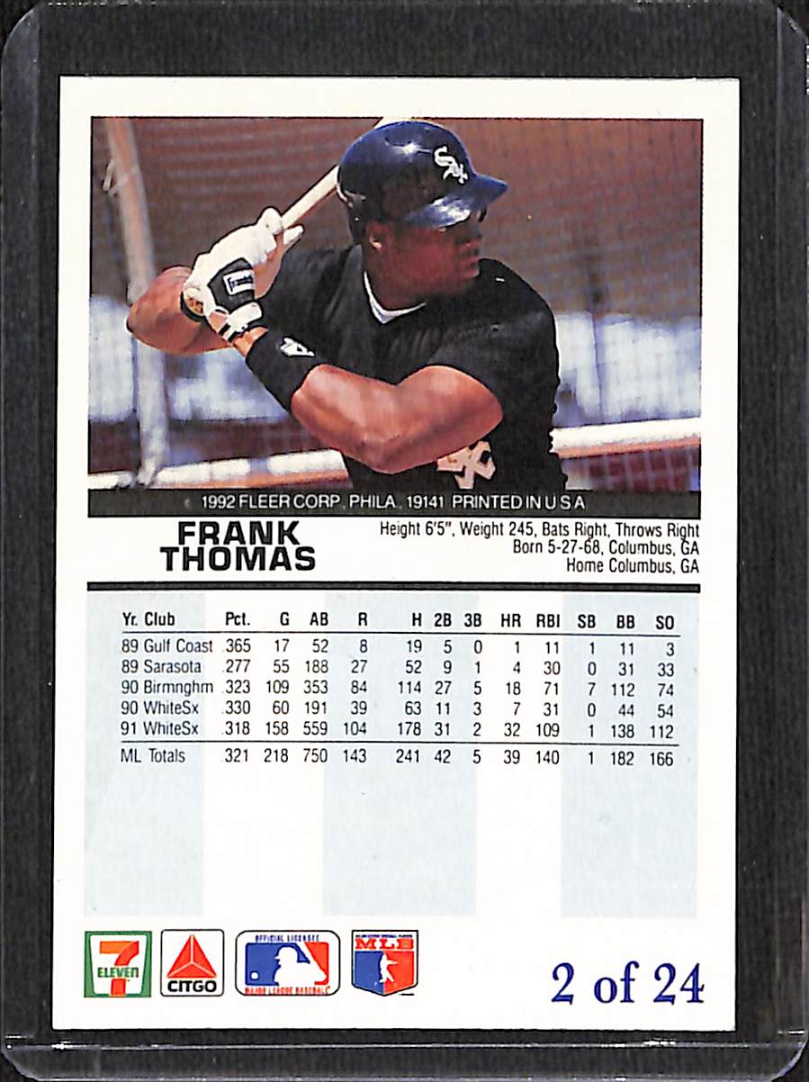 FIINR Baseball Card 1992 Fleer The Performer Frank Thomas Baseball Card #2 - Mint Condition