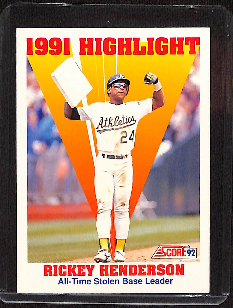 FIINR Baseball Card 1992 Score All Time Stolen Base Leader Rickey Henderson Baseball Card #430 - Mint Condition