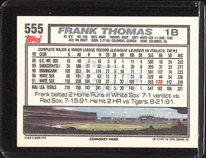 FIINR Baseball Card 1992 Topps Frank Thomas Baseball Card White Sox #552 - Mint Condition