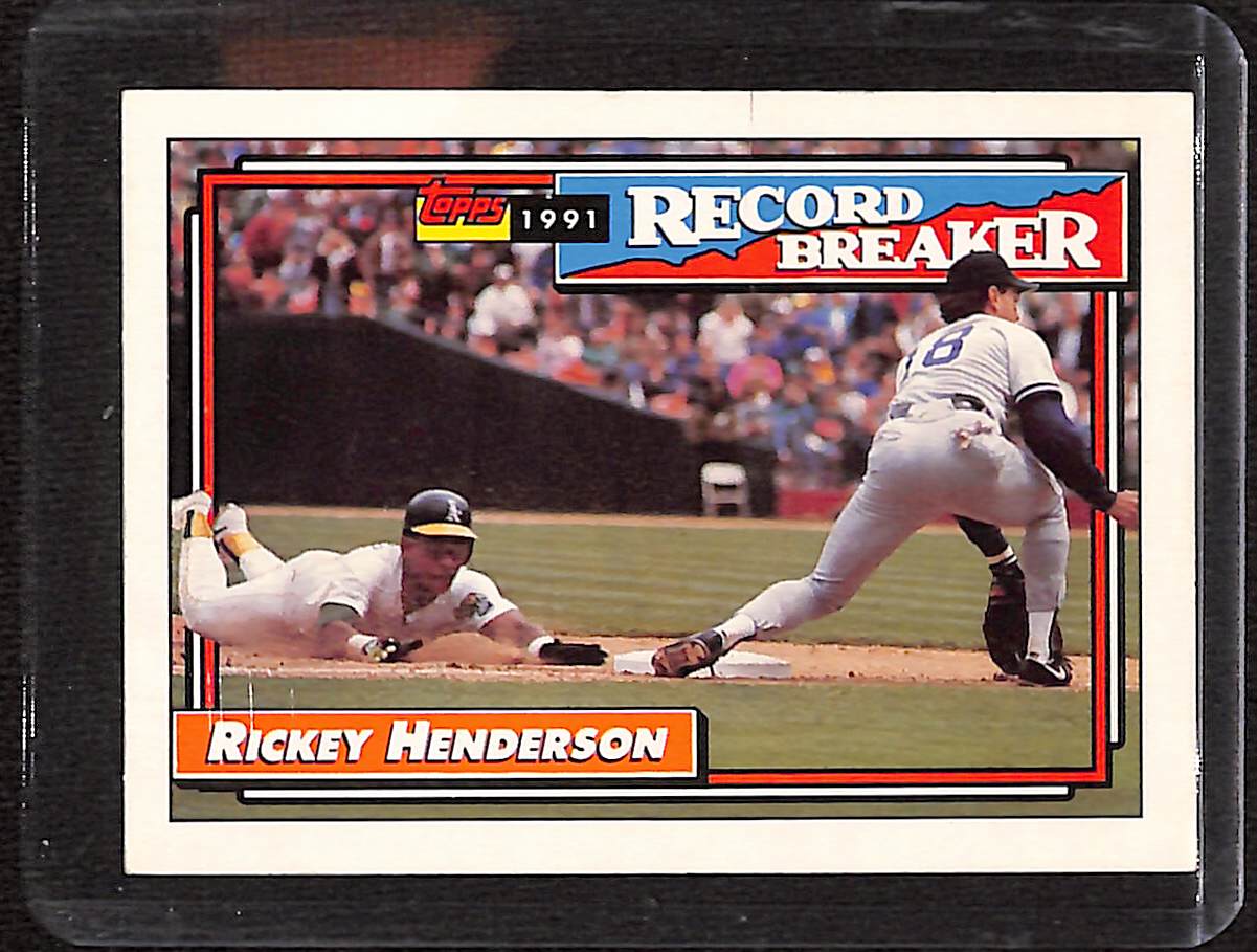 FIINR Baseball Card 1992 Topps Record Breaker Rickey Henderson MLB Baseball Card #2 - Mint Condition