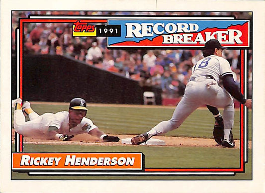 FIINR Baseball Card 1992 Topps Record Breaker Rickey Henderson MLB Baseball Card #2 - Mint Condition