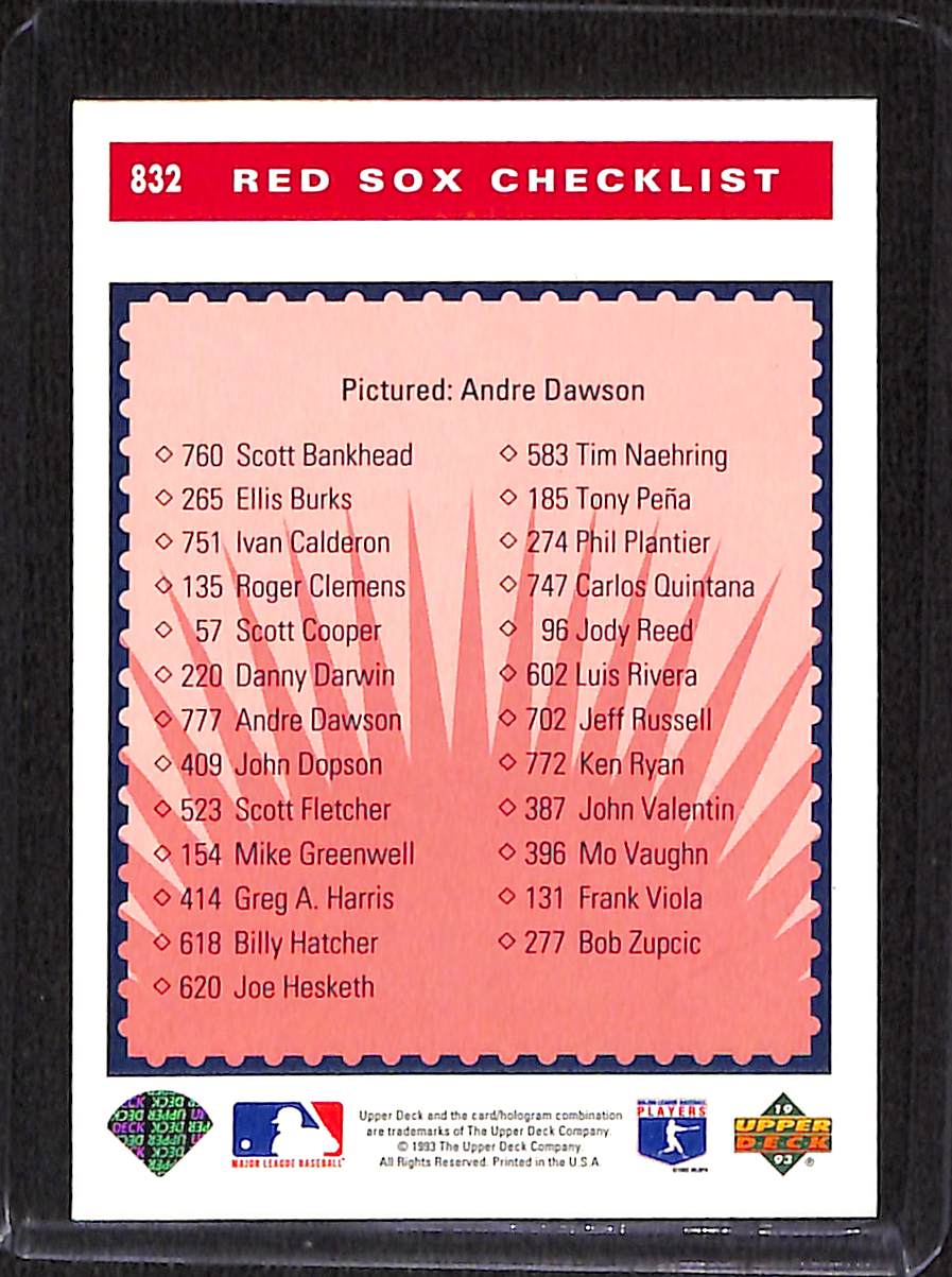 FIINR Baseball Card 1993 Collectors Choice Upper Deck Andre Dawson Baseball Card #832 - Mint Condition