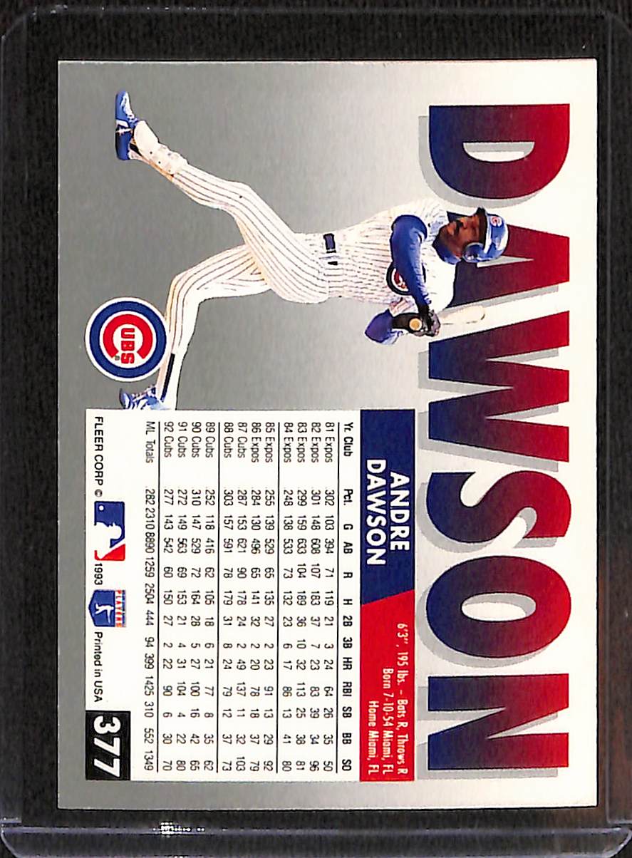 FIINR Baseball Card 1993 Fleer Andre Dawson Baseball Card #377 - Mint Condition