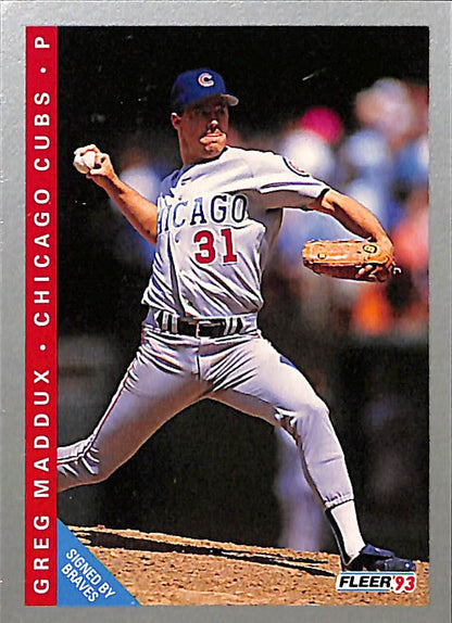 FIINR Baseball Card 1993 Fleer Greg Maddux MLB Baseball Card #380 - Mint Condition