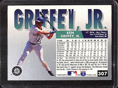 FIINR Baseball Card 1993 Fleer Ken Griffey Jr. MLB Baseball Card #307 - Mint Condition