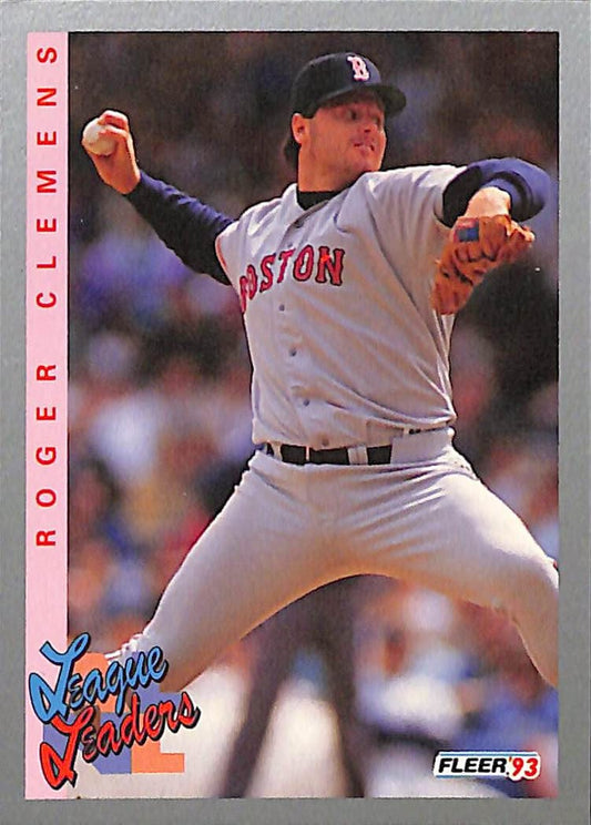 FIINR Baseball Card 1993 Fleer League Leaders Roger Clemens MLB Baseball Card #348 - Mint Condition