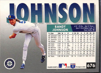FIINR Baseball Card 1993 Fleer Randy Johnson Baseball Card #676 - Mint Condition