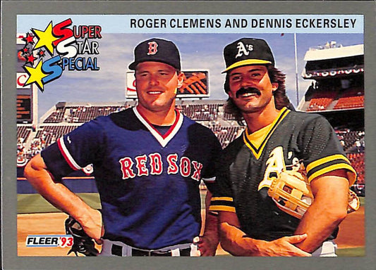 FIINR Baseball Card 1993 Fleer Roger Clemens and Dennis Eckersley MLB Baseball Card #717 - Mint Condition