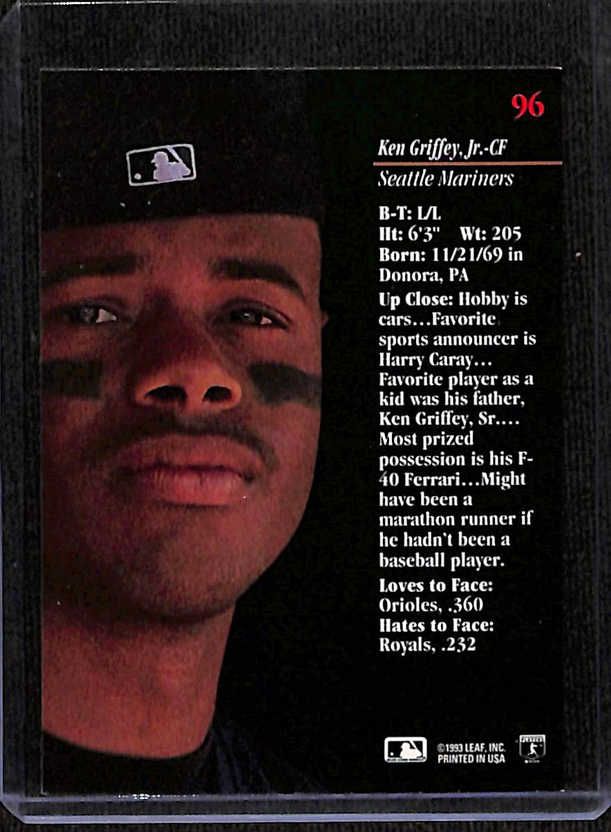 FIINR Baseball Card 1993 Leaf Ken Griffey Jr. MLB Baseball Card #96 - Mint Condition