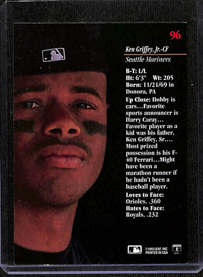 FIINR Baseball Card 1993 Leaf Ken Griffey Jr. MLB Baseball Card #96 - Mint Condition