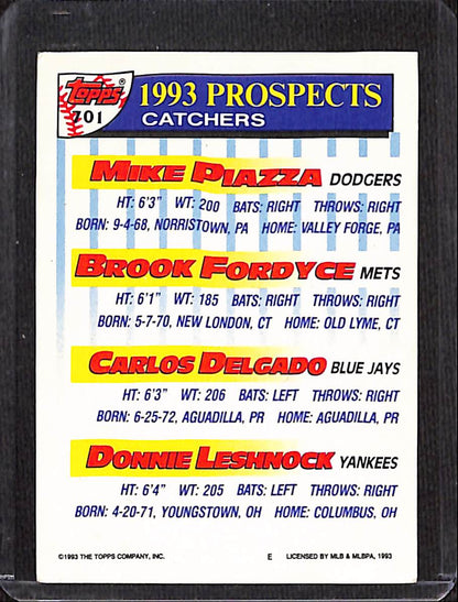 FIINR Baseball Card 1993 Topps Mike Piazza Top Prospects MLB Baseball Card #701 - Mint Condition