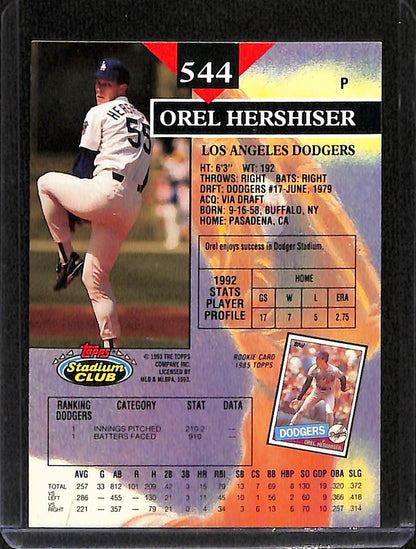 FIINR Baseball Card 1993 Topps Stadium Club Orel Hershiser MLB Baseball Card #544 - Mint Condition