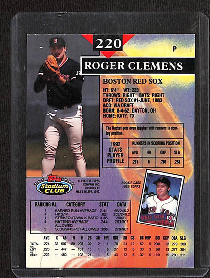 FIINR Baseball Card 1993 Topps Stadium Club Roger Clemens MLB Baseball Card #220