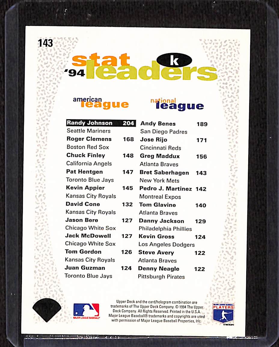 FIINR Baseball Card 1994 Upper Deck Randy Johnson Baseball Card #143 - Mint Condition