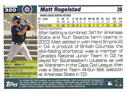 FIINR Baseball Card 2004 Topps Matt Rogelstad MLB Baseball Card #320 - Mint Condition