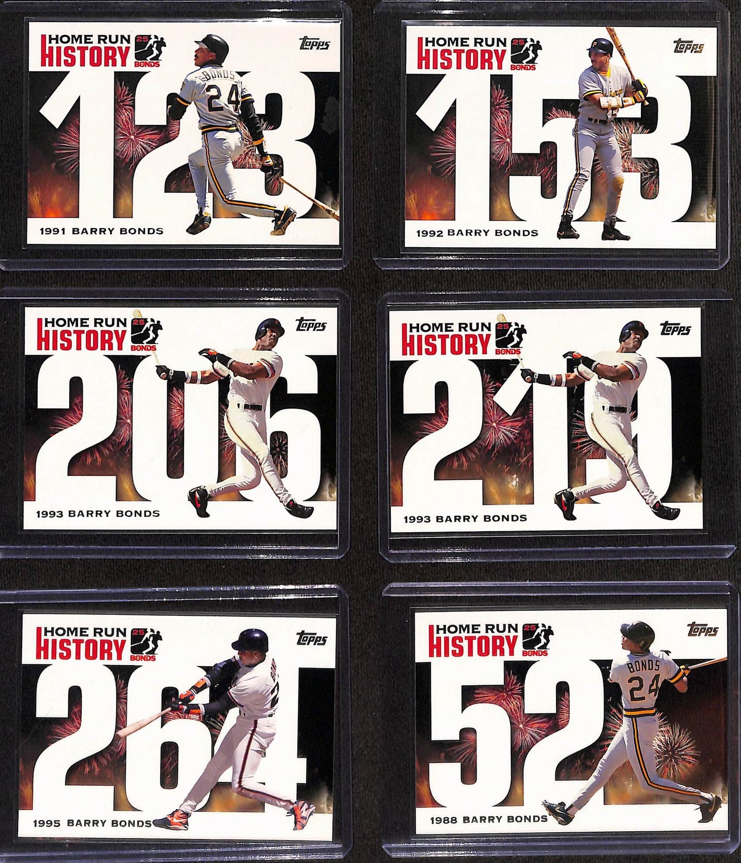 FIINR Baseball Card 2005 Topps Home Run History Barry Bonds Baseball Cards - Set of Six Cards - Mint Condition