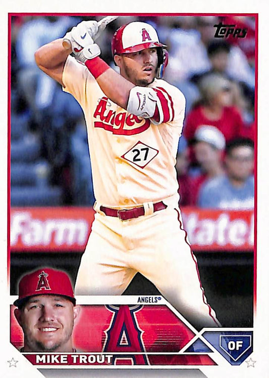 FIINR Baseball Card 2023 Topps Mike Trout MLB Baseball Card #27 - Mint Condition