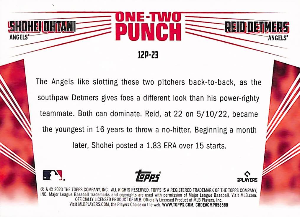 FIINR Baseball Card 2023 Topps Shohei Ohtani - Reid Detmers MLB Baseball Card #12P-23 - Mint Condition