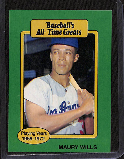 FIINR Baseball Card Maury Wills All Time Greats MLB Brooklyn Dodgers Vintage Player Card - Mint Condition