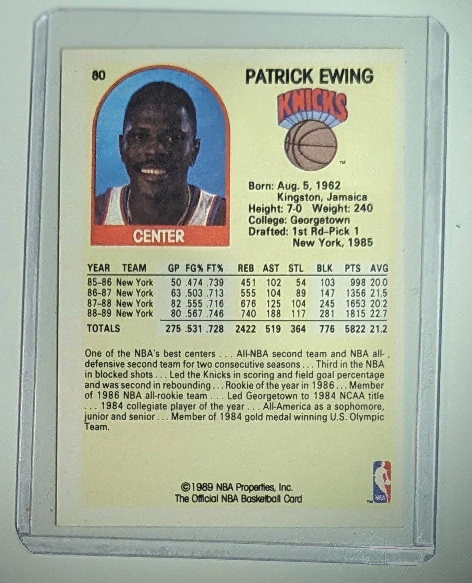 FIINR BasketBall Card 1989 NBA Hoops Patrick Ewing basketball card #80